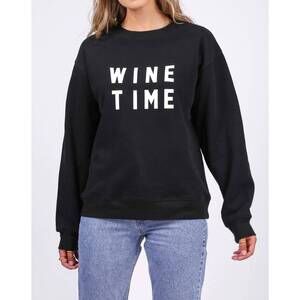 NEW BRUNETTE THE LABEL wine time sweatshirt in black